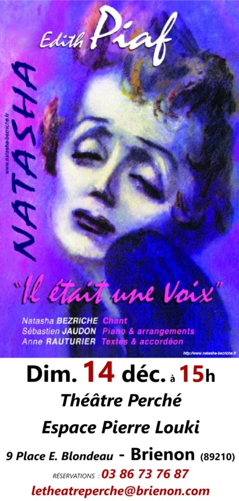 affiche récital Edith Piaf à Brienon le 14 décembre 2025