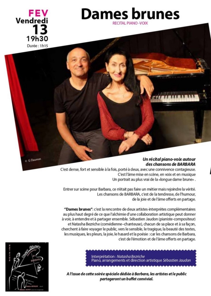 affiche du récital Barbara 13 février 2026 au héâtre du chien qui fume à avignon
