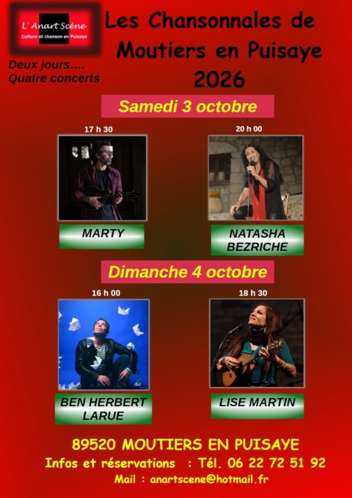 affiche 9èmes Chansonnales de Moutiers-en-Puisaye