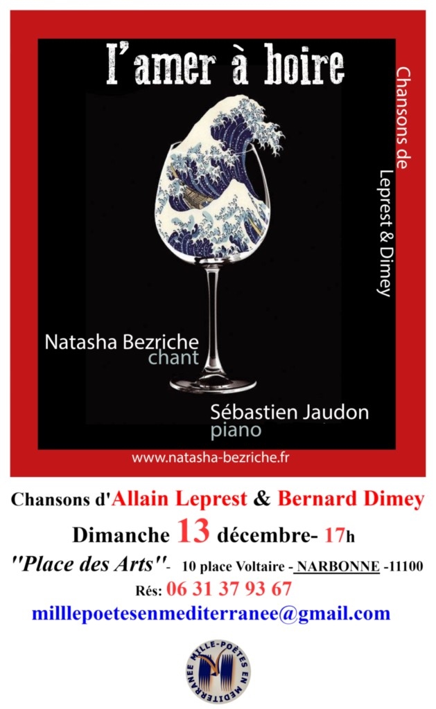 affiche du spectacle l'amer à boire du 13/12/2026