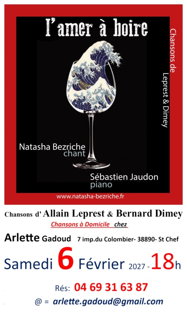 Affiche concert répertoire Allain Leprest  & Bernard Dimey le  6 février 2027