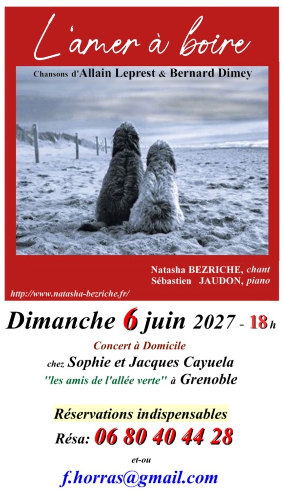 Affiche concert répertoire Allain Leprest  & Bernard Dimey le 6 juin 2027