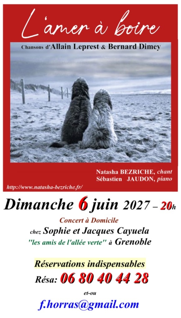 Affiche concert répertoire Allain Leprest  & Bernard Dimey le 6 juin 2027