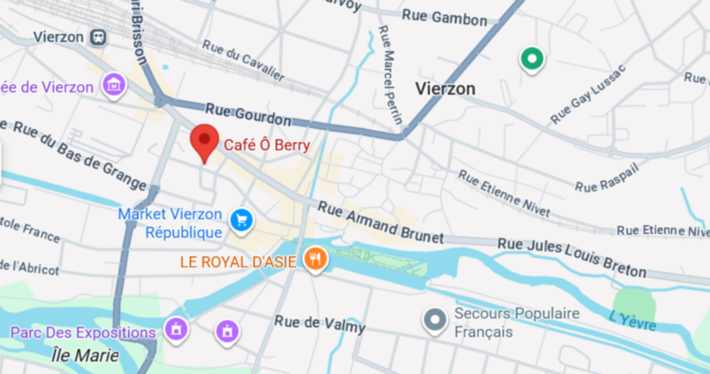Plan d’accès au Café Ô Berry 11 rue de la Gaucherie - 18100 -Vierzon