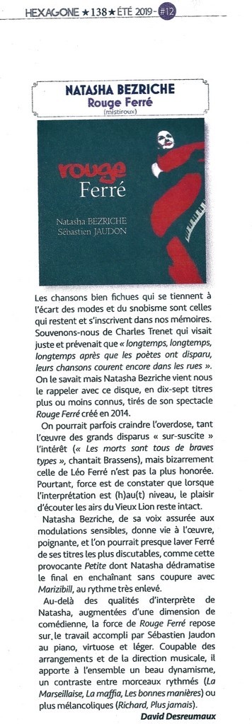 article Hexagone sur le CD rouge Ferré