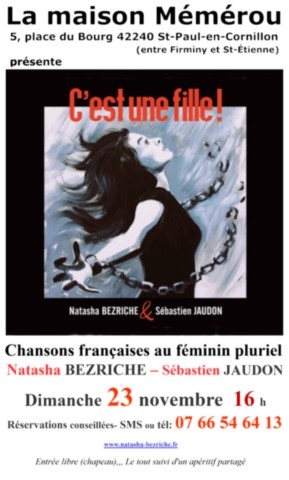 affiche d'un concert de chansons françaises à la Maison Mémérou le 23 novembre 2025 