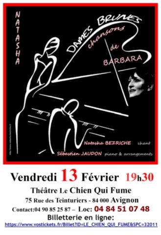 récital Barbara 13 février 2026 au héâtre du chien qui fume à avignon