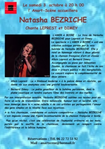affiche 9èmes Chansonnales de Moutiers-en-Puisaye Natasha Bezriche