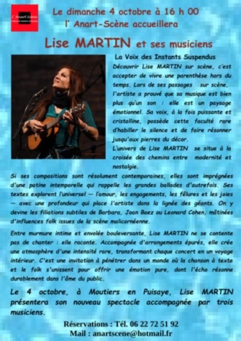 affiche 9èmes Chansonnales de Moutiers-en-Puisaye LIse Martin